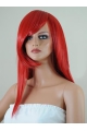 18 Inches Straight Lace Front Red With Bangs Human Hair Women Wigs