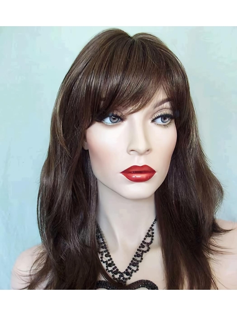 18'' Mono Top Lace Front Straight Synthetic Fashionable Long Women Wigs