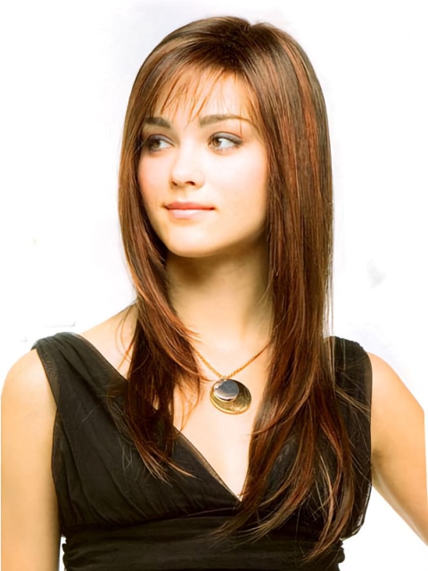 18'' Elegant Brown Capless Straight Long Synthetic Women Wigs