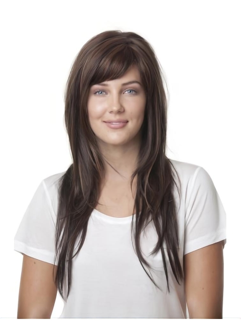 16'' Long Straight Monofilament 100% Hand-Tied Synthetic Refined Women Wigs