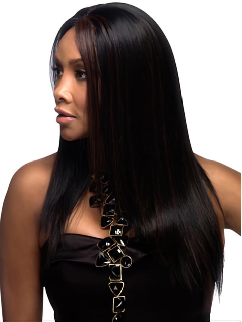 Incredible Black Straight Long Capless Heat Friendly Synthetic Women African American Wigs