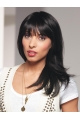 16'' Wonderful Black Long Straight With Bangs High Quality 100% Hand-Tied Synthetic Women Wigs