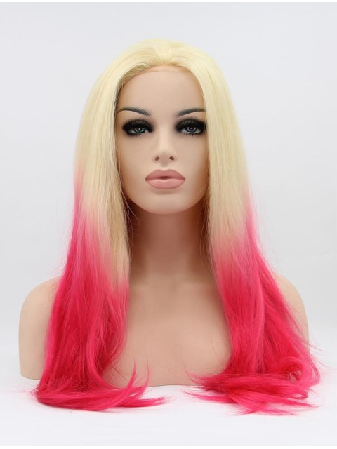 23''Long Straight Ombre/2 Tone Without Bangs Lace Front Synthetic  Women Wigs