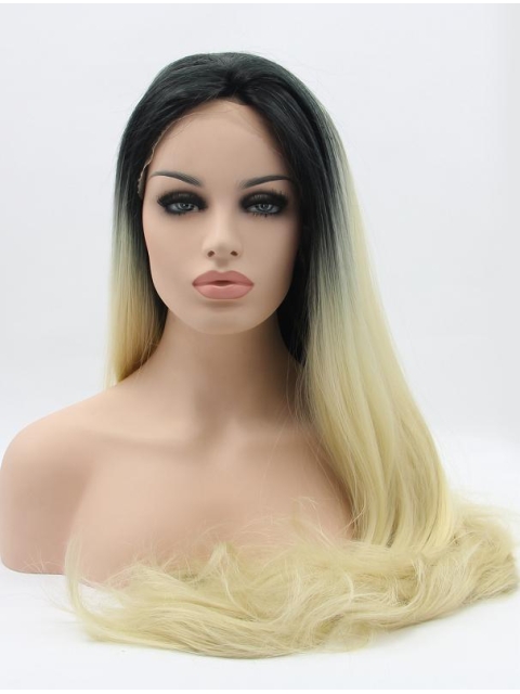 32'' Long Straight Ombre/2 Tone Without Bangs Lace Front  Synthetic Women Wigs