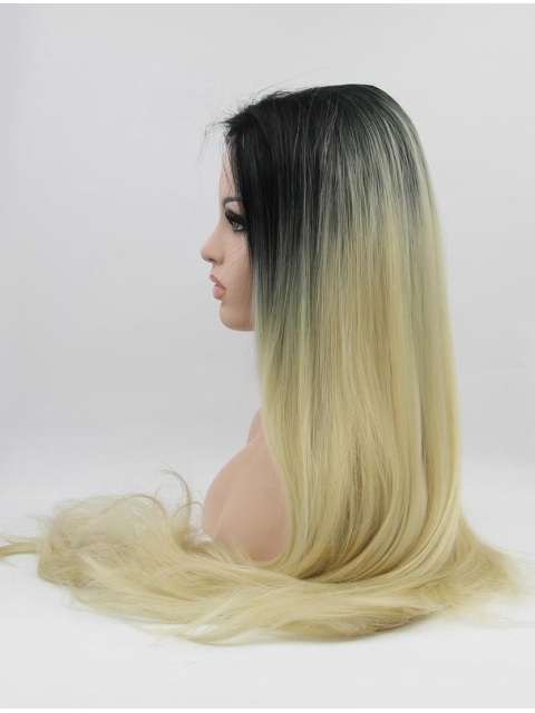 32'' Long Straight Ombre/2 Tone Without Bangs Lace Front  Synthetic Women Wigs