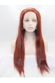 26" Long Straight Lace Front Red Without Bangs Synthetic  Women Wigs