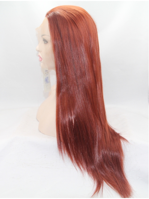 26" Long Straight Lace Front Red Without Bangs Synthetic  Women Wigs