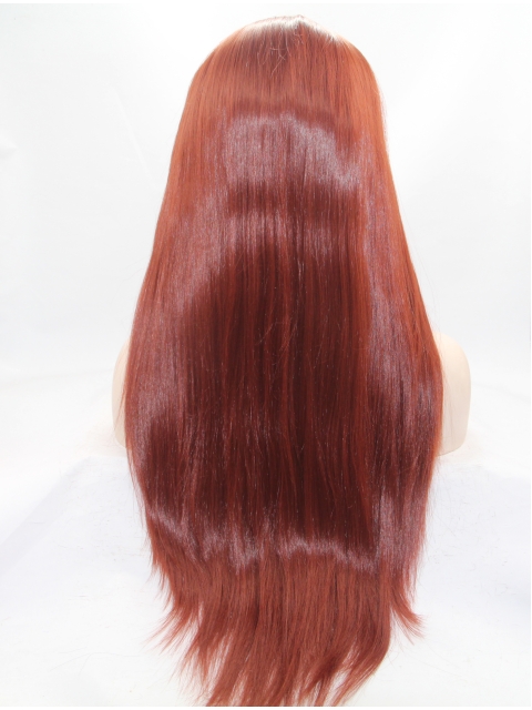 26" Long Straight Lace Front Red Without Bangs Synthetic  Women Wigs