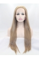 28" Long Straight Brown Layered Synthetic Lace Front Women Wigs