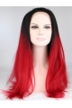 18" Straight Without Bangs Lace Front Ombre/2 Tone  Synthetic  Long Women Wigs