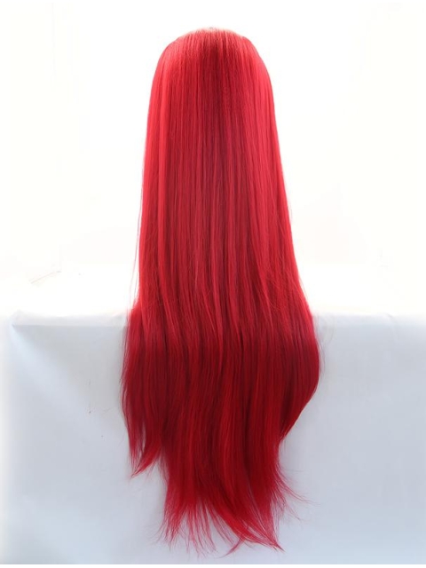 33'' Long Straight Without Bangs Lace Front Red  Synthetic Women Wigs