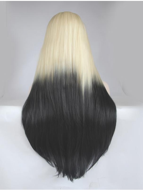 30'' Long Straight Without Bangs Ombre/2 Tone  Long Lace Front Synthetic Women Wigs