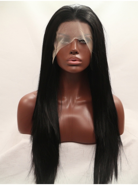 27'' Long Straight  Black  Lace Front Without Bangs Long Synthetic Women Wigs