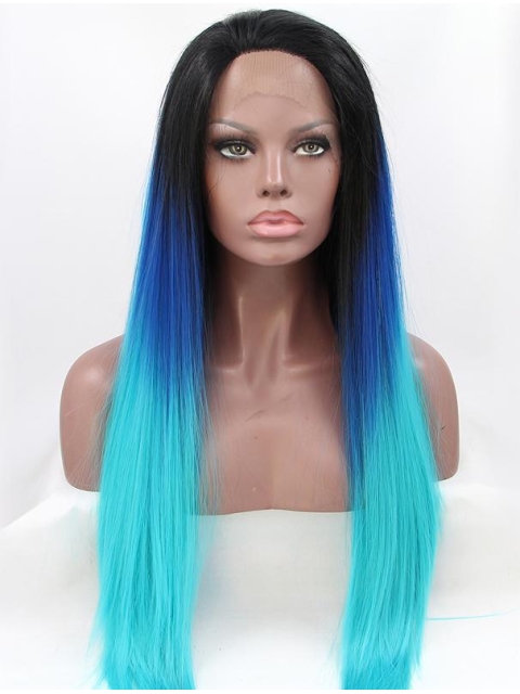 30'' Long Straight Lace Front Without Bangs  Ombre/2 Tone Synthetic Long Women Wigs