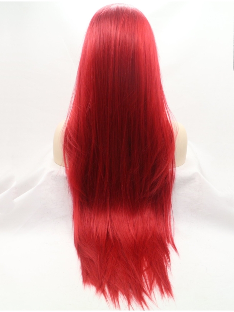 30'' Long Straight Lace Front Layered red Synthetic Long Women Wigs