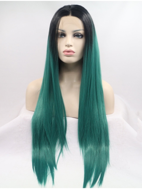 34'' Long Straight  Lace Front  Ombre/2 Tone Layered Synthetic  Women Wigs