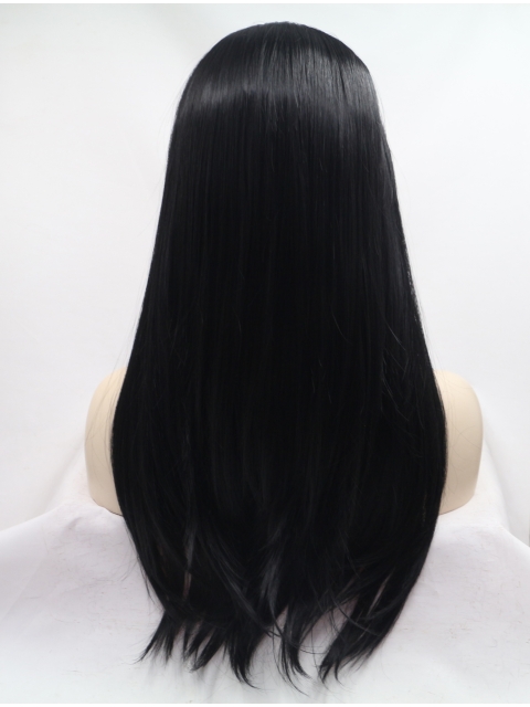 21" Long Straight Lace Front  Black Without Bangs  Synthetic Women Wigs