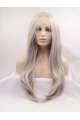 21'' Long Straight  Without Bangs Lace Front  Synthetic  Grey Women Wigs