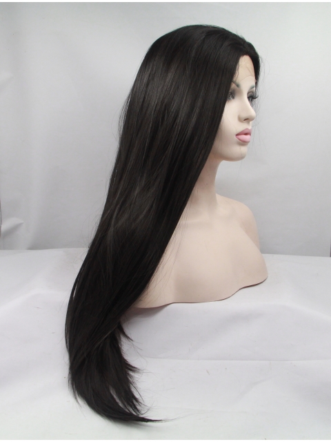 30'' Long Straight Without Bangs  Black Synthetic Women Wigs