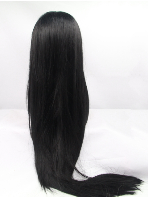 42'' Long Straight Lace Front With Bangs Black  Synthetic Women Wigs