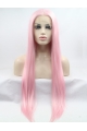 30'' Long Straight Without Bangs  Lace Front  Pink  Synthetic Women Wigs