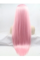 30'' Long Straight Without Bangs  Lace Front  Pink  Synthetic Women Wigs