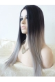 22'' Long Staight Without Bangs Lace Front Ombre/2 Tone  Synthetic Women Wigs