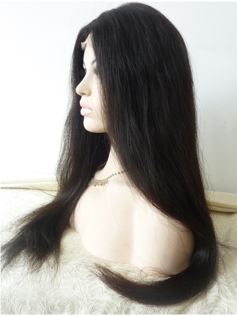 27'' Long Straight Without Bangs Black Lace Front Synthetic Women Wigs