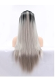 26" Straight Without Bangs  Lace Front  Synthetic Ombre/2 Tone Women Wigs