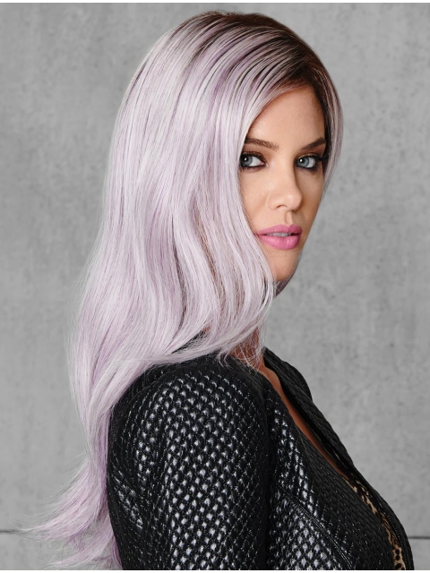 18" Straight Long Lilac Layered Capless Synthetic Women Wigs