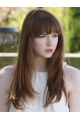 18'' High Quality Straight Brown Capless  With Bangs Synthetic Women Karen Gillan Wigs