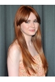 22" Long Straight Full Lace With Bangs Auburn Women Trendy Karen Gillan Wigs