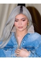 18'' Long Straight Without Bangs Synthetic Grey Capless Women Kylie Jenner Wigs