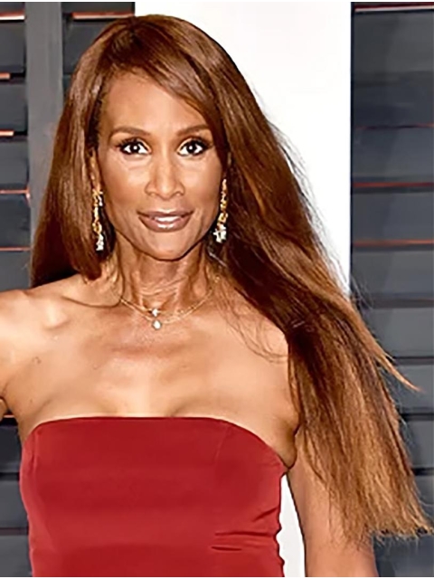 26" Long Straight Without Bangs Full Lace Synthetic Women Beverly Johnson Wigs