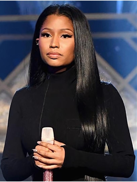  26" Straight Without Bangs Lace Front Black Long Synthetic Women Nicki Minaj Wigs