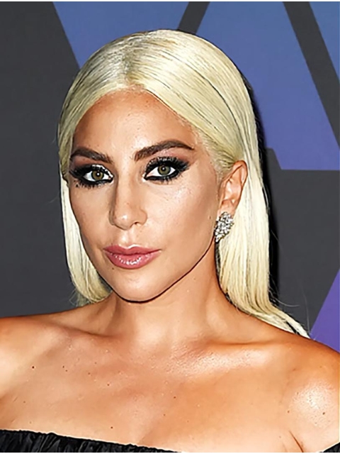 16'' Straight Without Bangs Blonde Capless Long Synthetic Lady Gaga Wigs