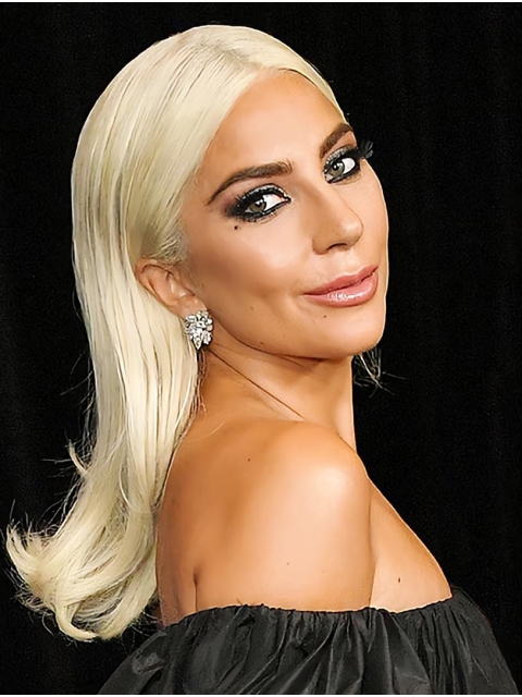 16'' Straight Without Bangs Blonde Capless Long Synthetic Lady Gaga Wigs