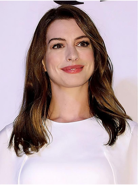 18'' Straight Without Bangs Blonde Lace Front Long Synthetic Women Anne Hathaway Wigs