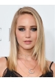 16"Long Synthetic  Blonde Lace Front Straight  Women Jennifer Lawrence Wigs