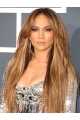  24" Long Straight Without Bangs Lace Fornt Blonde Synthetic Women Jennifer Lopez Wigs