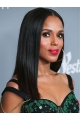 16'' Straight Long Lace Front Black Remy Human Hair Women Kerry Washington Wigs