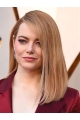 16" Stragiht Long Lace Front  Blonde Without Bangs Synthetic Women Emma Stone Wigs