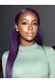 22" Straight Without Bangs Long Lace Front Purple Synthetic Women Justine Skye Wigs