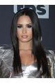 18" Lace Front Long Black Without Bangs Demi Lovato Wigs