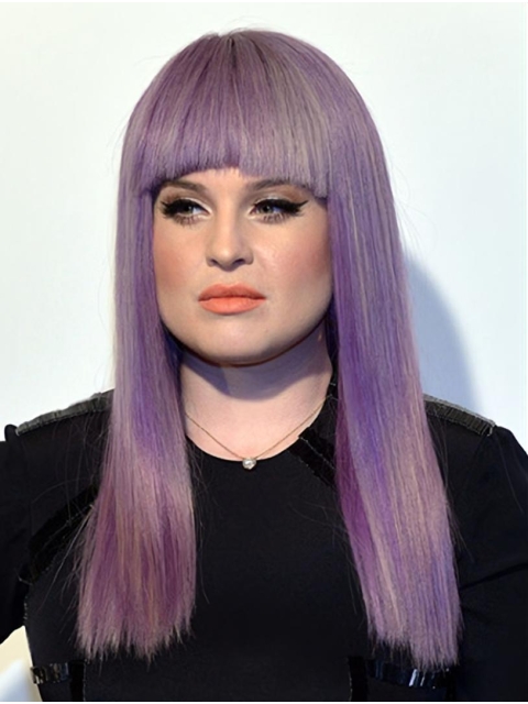 18'' Long Straight With Bangs Capless Synthetic Purple Women Kelly Osbourne Wigs