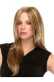 Blonde Long Straight Without Bangs 100% Hand-tied Mono Top Synthetic Women Wigs