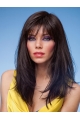 17'' Straight With Bangs Gorgeous Black Monofilament Long Synthetic Women Wigs