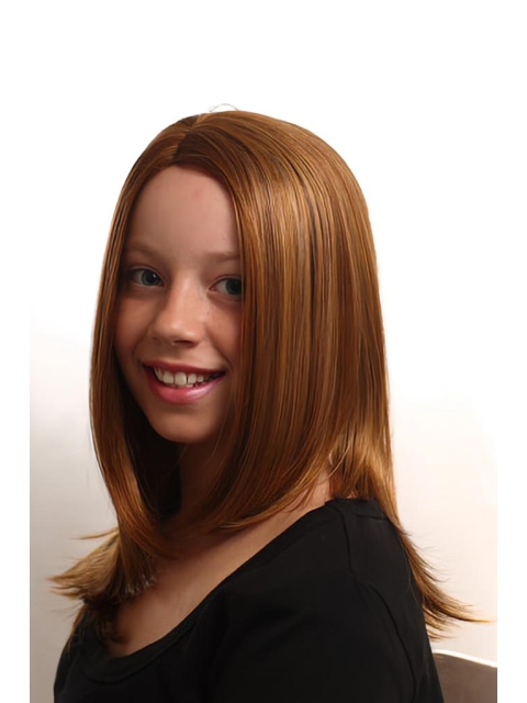 Tempting Shoulder Length Capless Auburn Straight Long Synthetic Kids Wigs