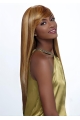 Polite Blonde Straight With Bangs Capless Long Synthetic Women African American Wigs