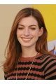 19'' Straight Without Bangs Durable Auburn Monofilament Lace Front Long Synthetic Women Anne Hathaway Wigs